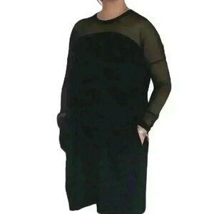 KAMALIKULTURE X Norma Kamali Black Oversized Boxy Sheer Sleeve Dress Size Medium